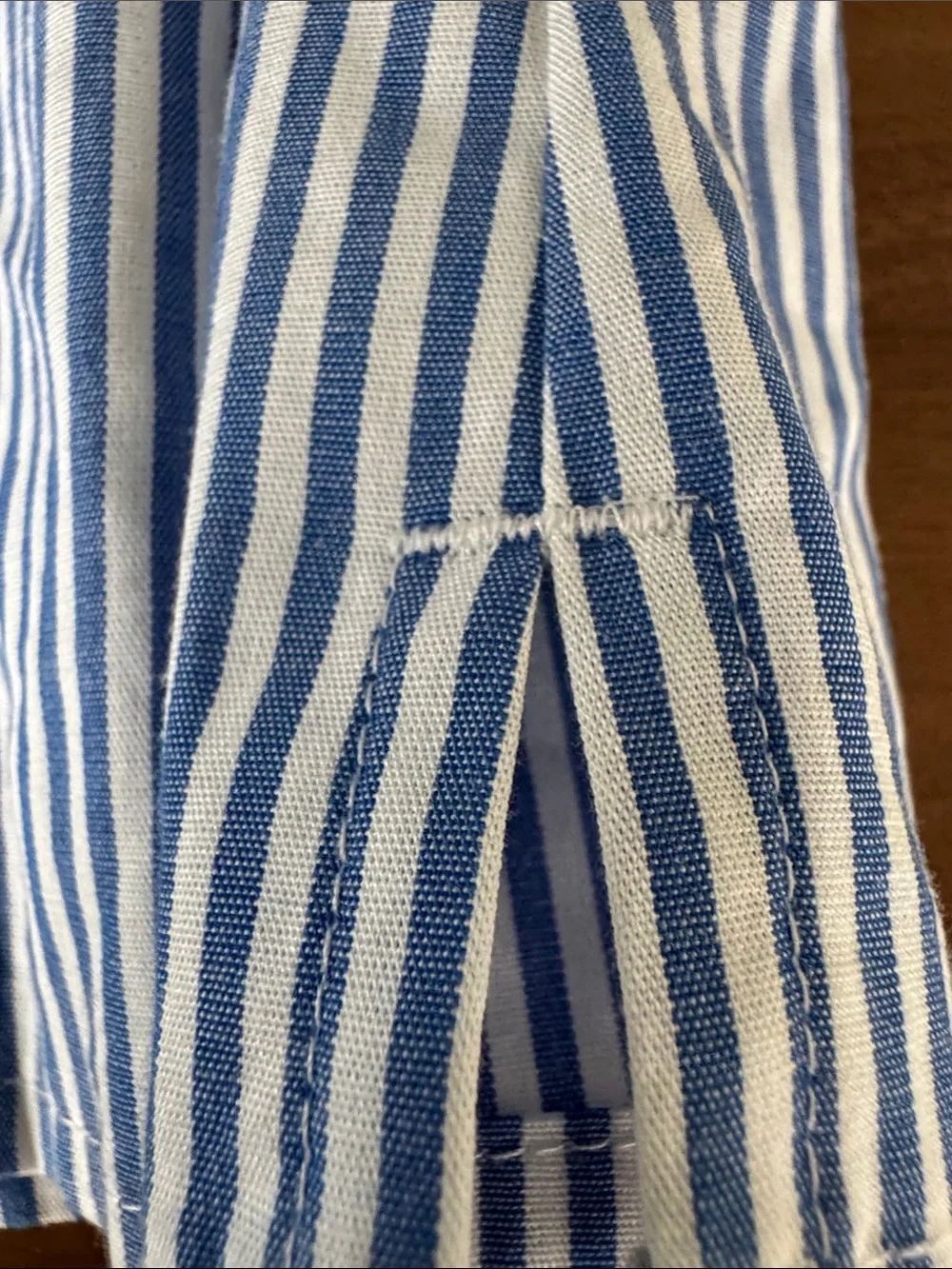 J. Crew Blue and White Striped Zipper -Back Casual Shirt